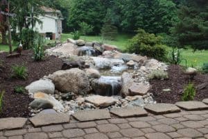 Pondless waterfall and patio stream in Winona Lake, IN.