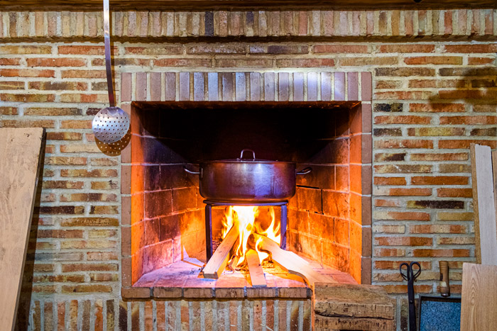 brick fireplace